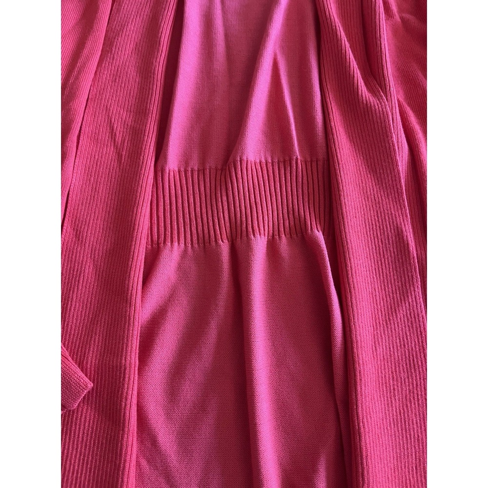Magaschoni Women Cardigan Size XS Red Open Front Tie Sleeve Luxury Knit Sweater - Picture 3 of 13